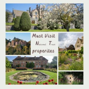 pictures of 6 national trust properties in somerset including castles, gardens and houses